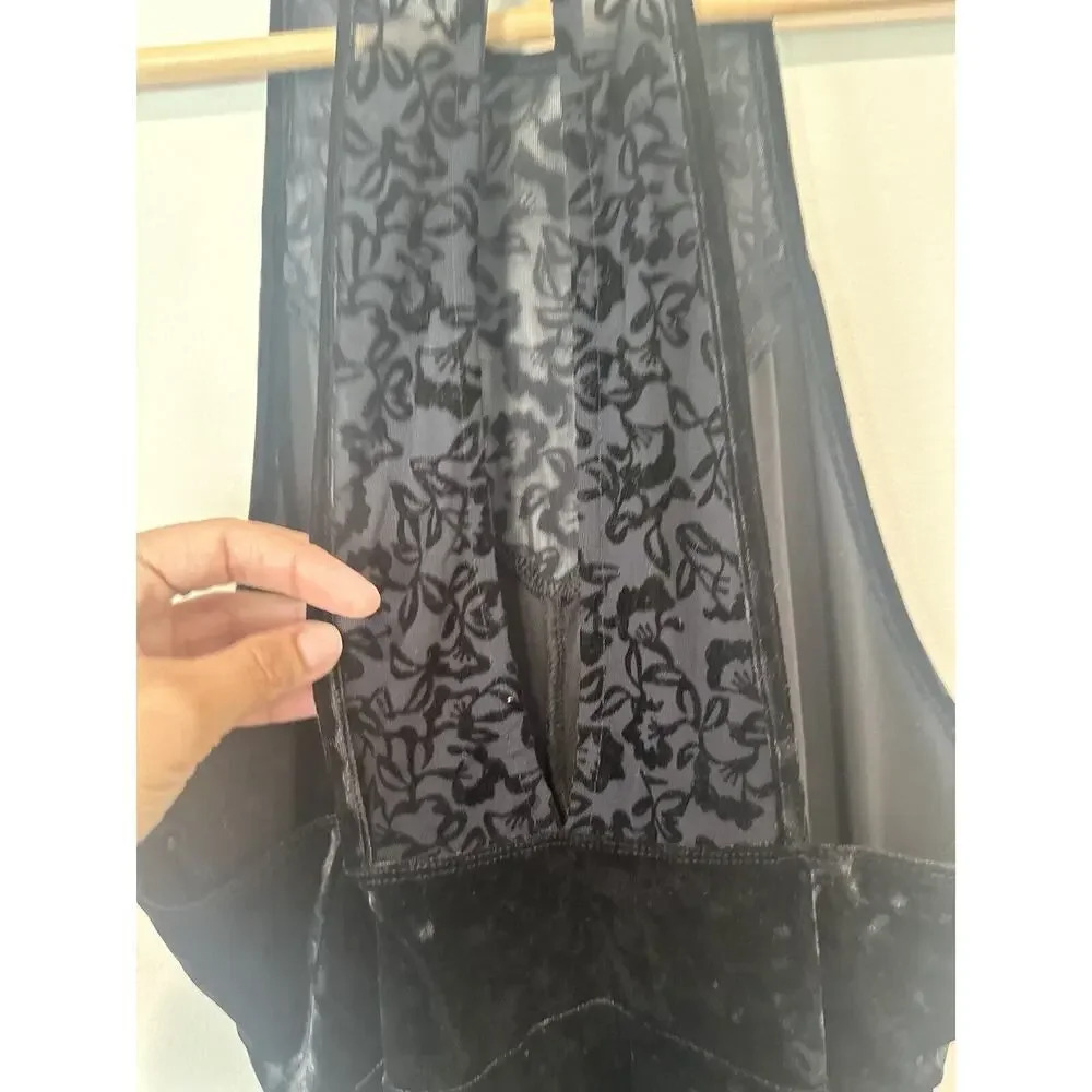 Intimately Free People Size Medium Velvet Lace Sleeveless Dress Black 1136 - Picture 7 of 12